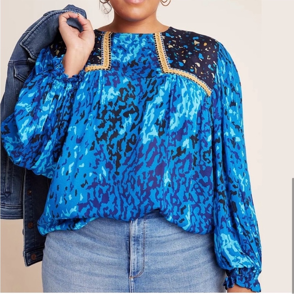 Blue Patterned Women's Top - Picture 2 of 10